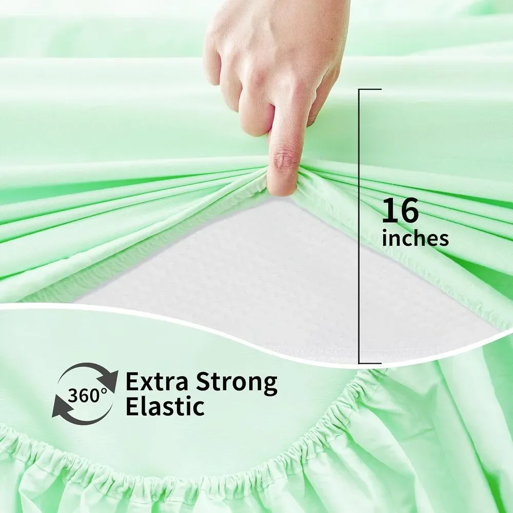 Best Season Cotton Queen Size Sheet Set Mint 4 Piece